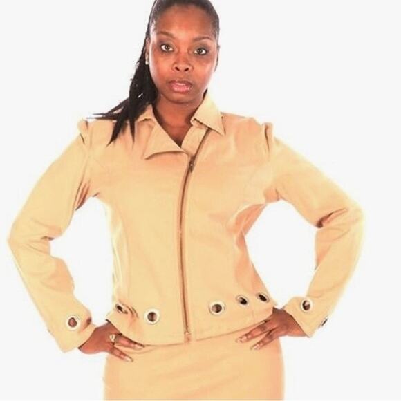 NWT NGU Designs Utility Jacket Blazer Career Tan Size 14 - Picture 1 of 6
